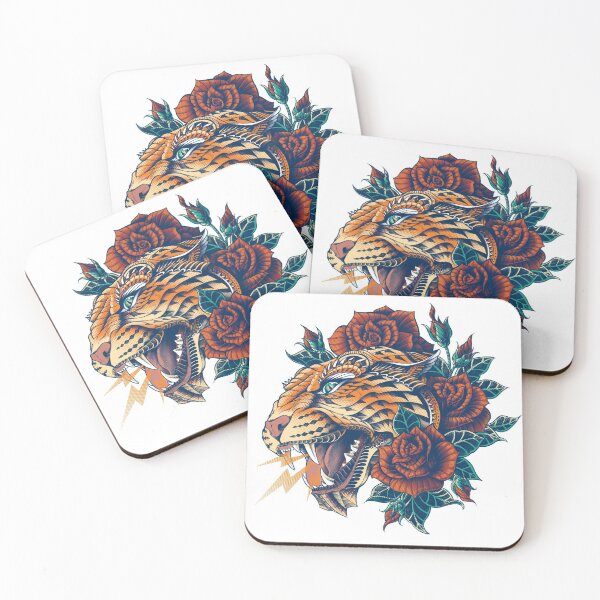 Ornate Leopard (Color Version) Coasters (Set of 4)