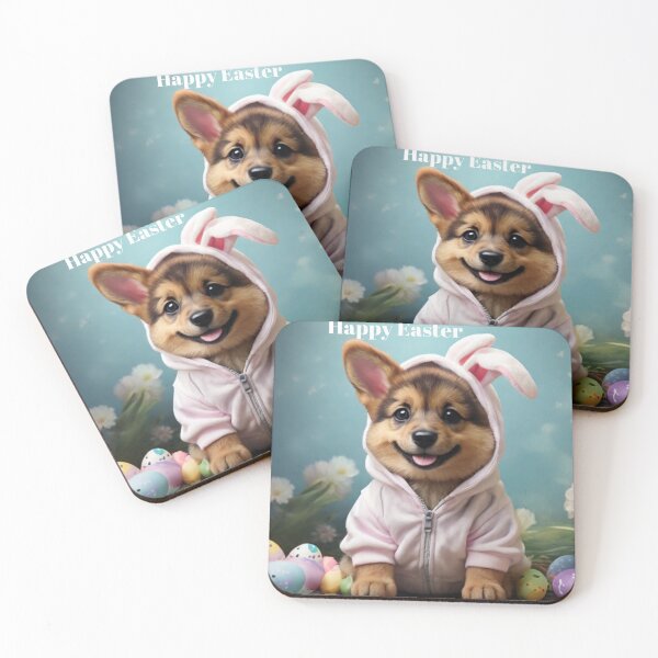 Item preview, Happy Easter - German Shepard Puppy - Wearing an Easter Bunny Onesie - Digital Art Design designed and sold by TheHappyK.