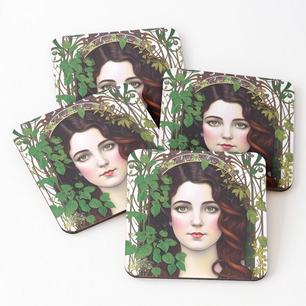 Item preview, Verdant Art Nouveau Portrait of a Nature's Woman designed and sold by FriskyLemur.