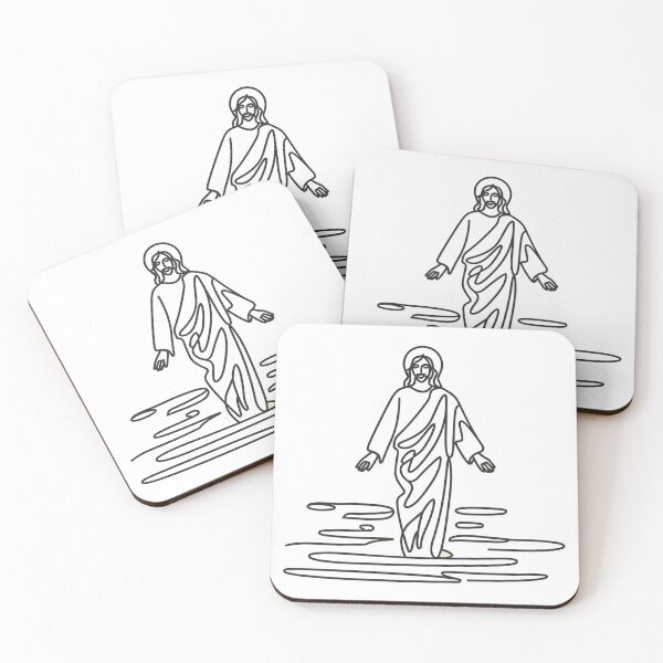 Item preview, Jesus Walks on Water Minimalist Line Art Print designed and sold by HahaHandlesHub.
