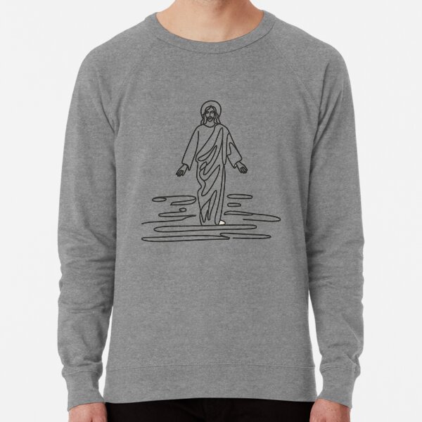 Vista previa del artículo con la obra «Jesús camina sobre el agua Línea minimalista Lámina artística», diseñado y vendido por HahaHandlesHub.