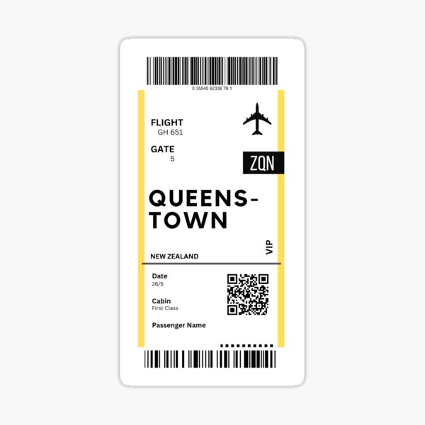 Item preview, Queenstown, New Zealand Airplane Boarding Pass designed and sold by RoamInk.
