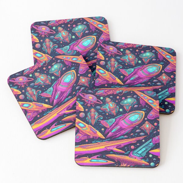 Artikelvorschau, Psychedelic Neon Spaceship Pattern entworfen und verkauft von TheArtOfPat.