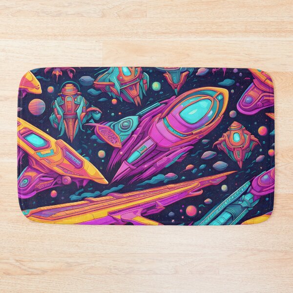 Item preview, Psychedelic Neon Spaceship Pattern designed and sold by TheArtOfPat.