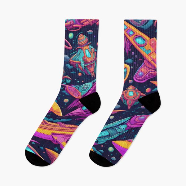Item preview, Psychedelic Neon Spaceship Pattern designed and sold by TheArtOfPat.
