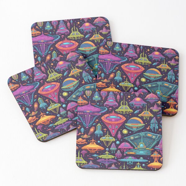 Artikelvorschau, Psychedelic Neon Spaceship Pattern entworfen und verkauft von TheArtOfPat.