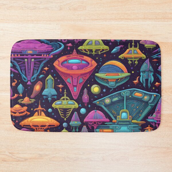 Item preview, Psychedelic Neon Spaceship Pattern designed and sold by TheArtOfPat.