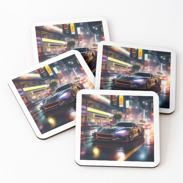 Item preview, Sports car racing through city at night designed and sold by ailia-hikaru.