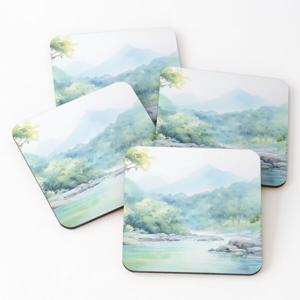Item preview, Watercolor Tropical Jungle Landscape Painting designed and sold by AdamesArtStudio.