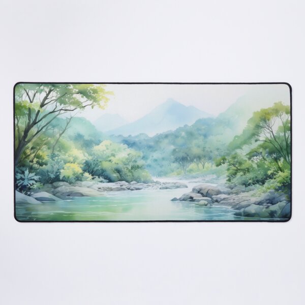 Item preview, Watercolor Tropical Jungle Landscape Painting designed and sold by AdamesArtStudio.