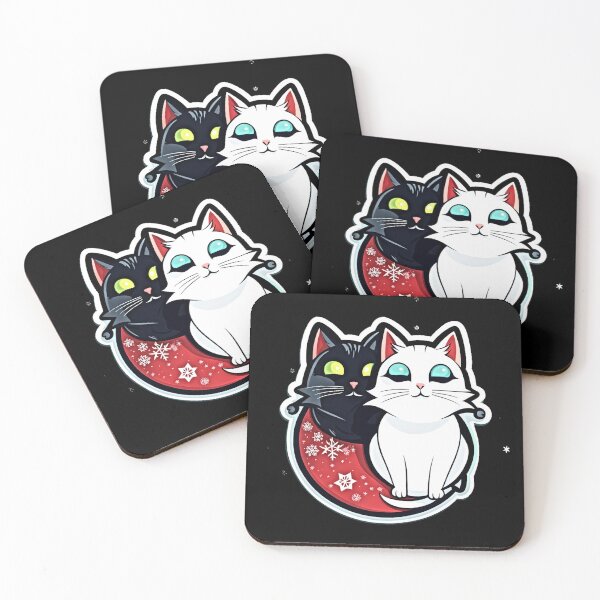Item preview, Cute Colorful Holiday Cat Sticker Set bicolor cat designed and sold by Earth Nature Creations.