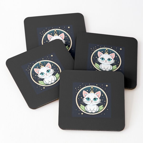 Item preview, Cute Colorful Holiday Cat Sticker Set white cat designed and sold by Earth Nature Creations.