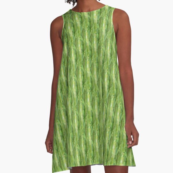 Leaf Photo Wavy Vines Illusion [Small] - Botanical Photography - Original Collage Stripes A-Line Dress