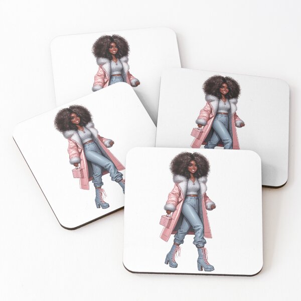 Item preview, Copy of Winter Woman Illustration, Afro American  Woman, Winter Fashion Girl Art Work. designed and sold by gabrielakrall.