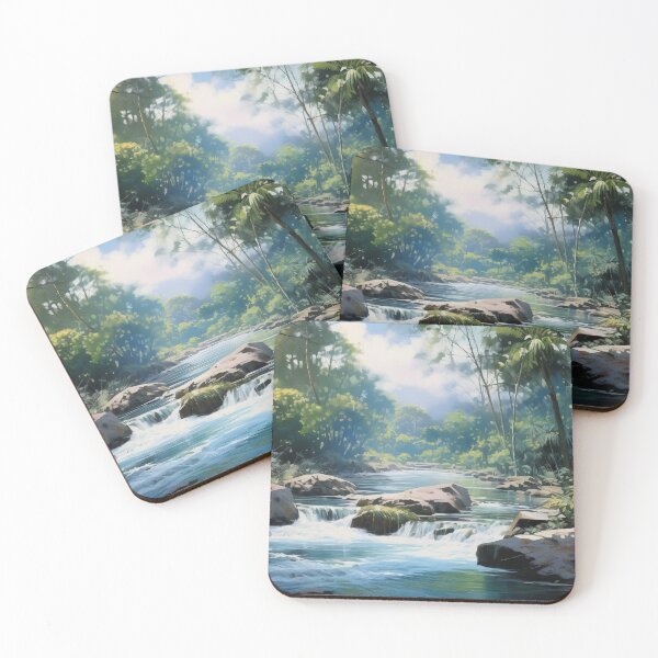 Item preview, Tropical Jungle River Oil Painting designed and sold by AdamesArtStudio.