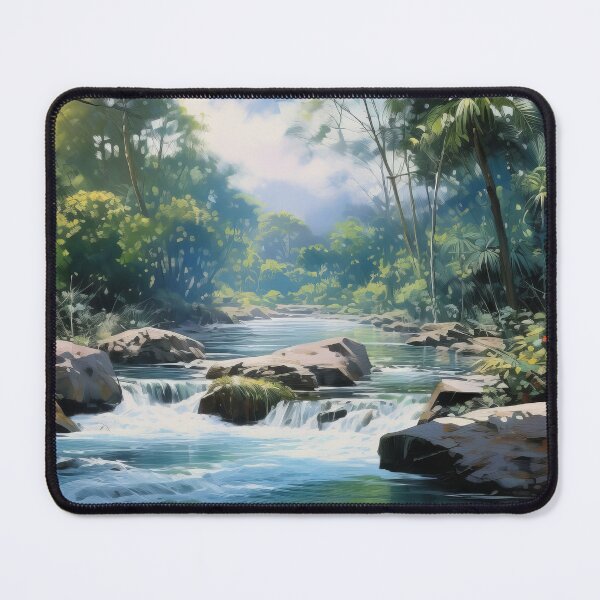 Item preview, Tropical Jungle River Oil Painting designed and sold by AdamesArtStudio.