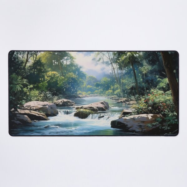 Item preview, Tropical Jungle River Oil Painting designed and sold by AdamesArtStudio.