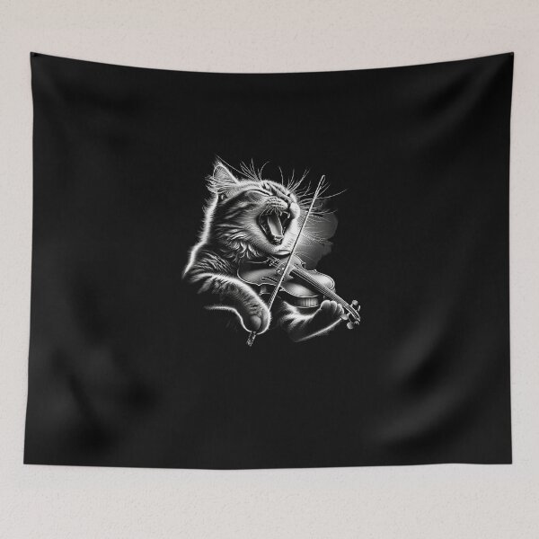 Item preview, Funny Orchestra Musician Violinist Rock Cat Playing Violin T-Shirt designed and sold by WearVerve.