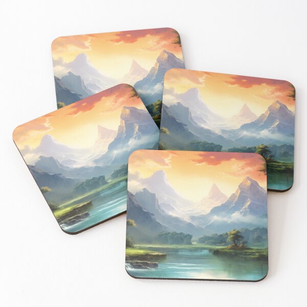 Item preview, Jungle Landscape with Mountains at the Sunset designed and sold by AdamesArtStudio.