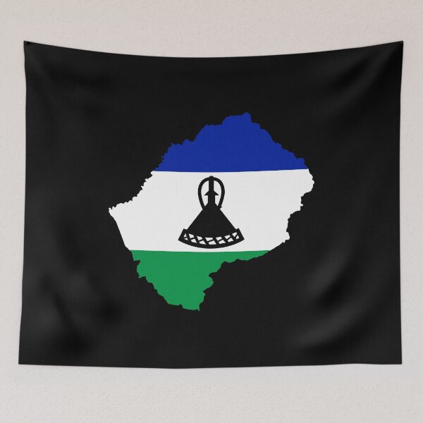 Item preview, Flag Map of Lesotho designed and sold by feether-store.