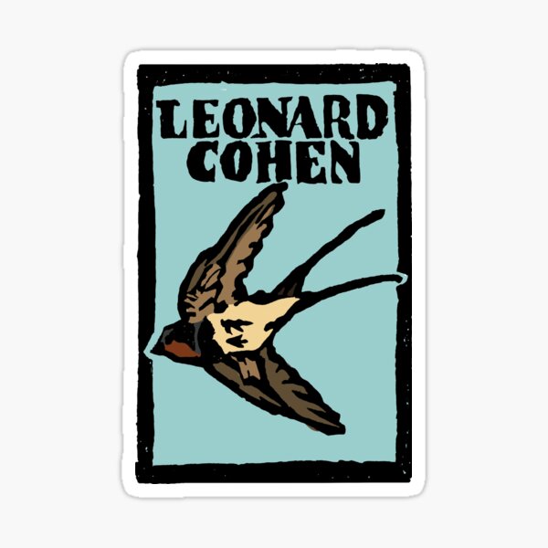 Item preview, Leonard Cohen Swallow linocut illustrations designed and sold by Olivia Braunsteiner.