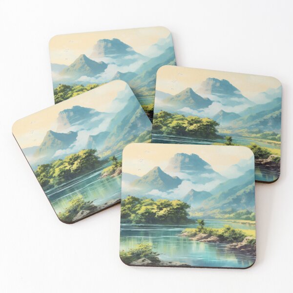 Item preview, Tropical Jungle Landscape Oil Painting with Mountains and River 2 designed and sold by AdamesArtStudio.