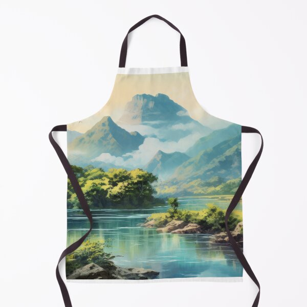 Item preview, Tropical Jungle Landscape Oil Painting with Mountains and River 2 designed and sold by AdamesArtStudio.