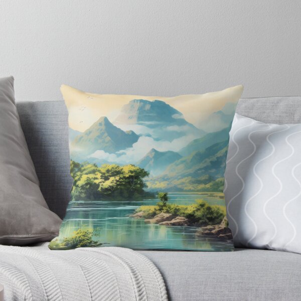 Item preview, Tropical Jungle Landscape Oil Painting with Mountains and River 2 designed and sold by AdamesArtStudio.
