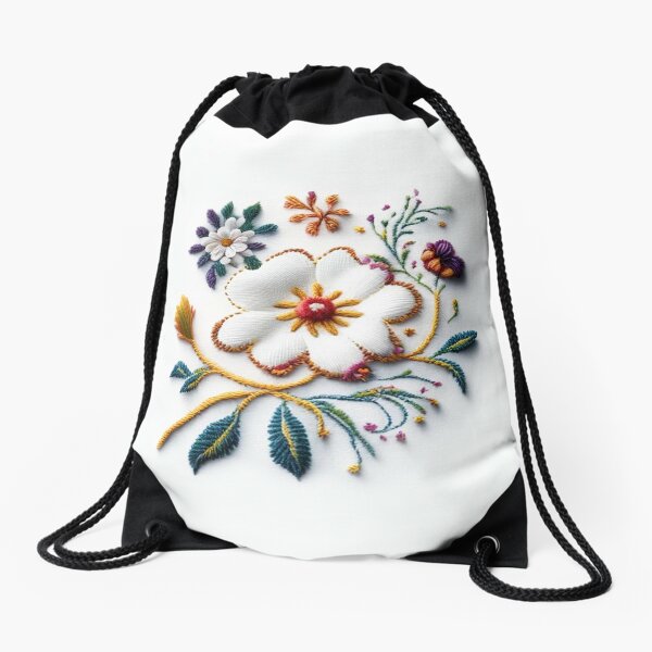 Mochila Flor bordada con el nombre.