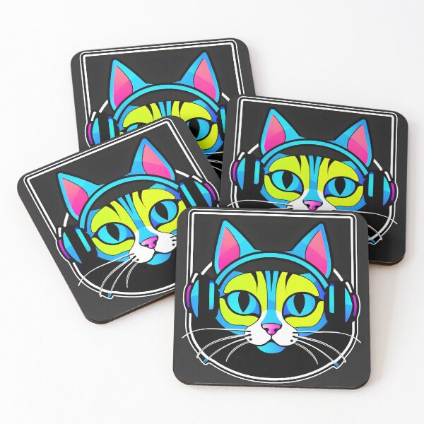 Item preview, Kitten with neon headphones  designed and sold by Inspirationmotivation.