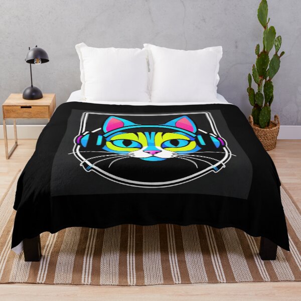 Item preview, Kitten with neon headphones designed and sold by Inspirationmotivation.
