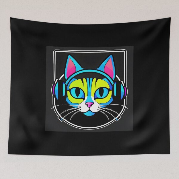 Item preview, Kitten with neon headphones  designed and sold by Inspirationmotivation.