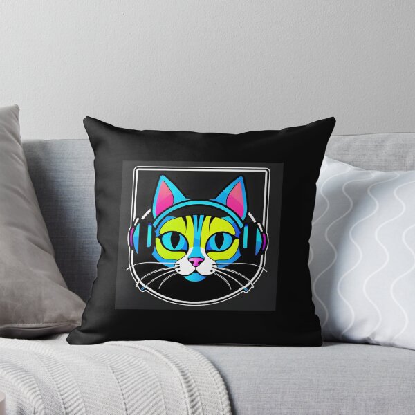 Item preview, Kitten with neon headphones  designed and sold by Inspirationmotivation.