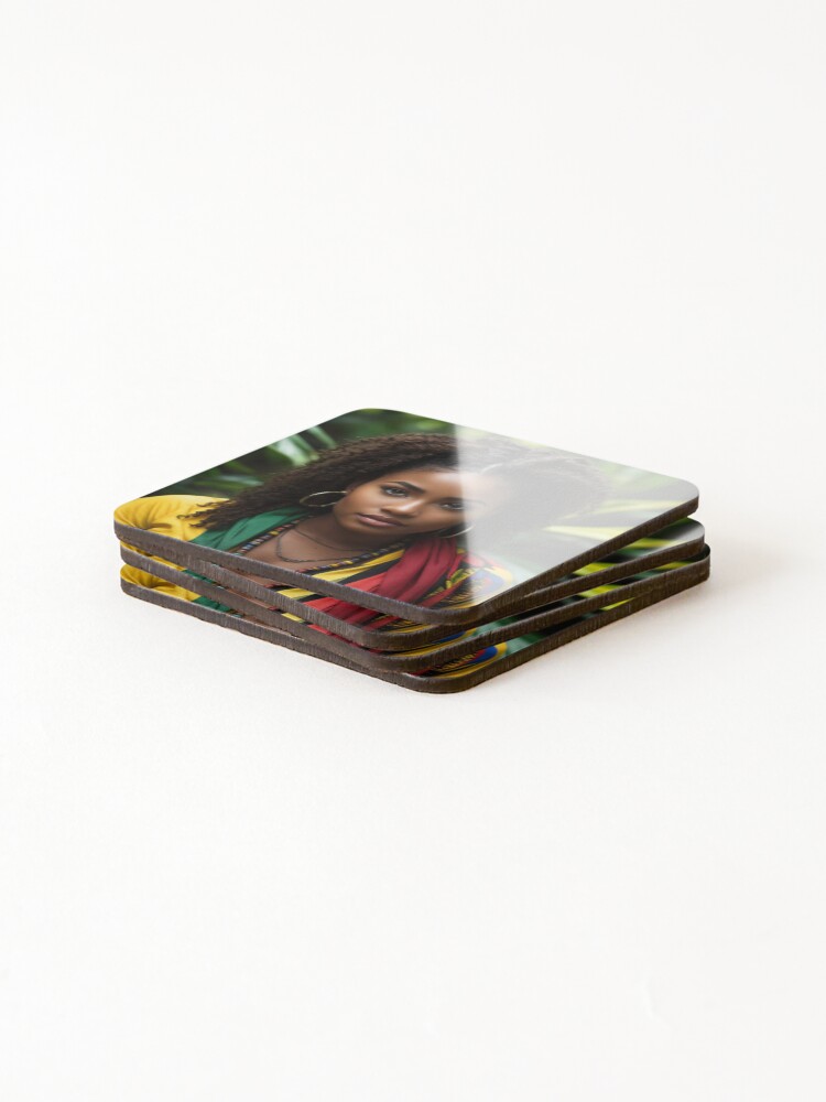 Thumbnail 4 of 5, Coasters (Set of 4), Forest Reverie | Empowered Rasta Queen designed and sold by Rothnaric.