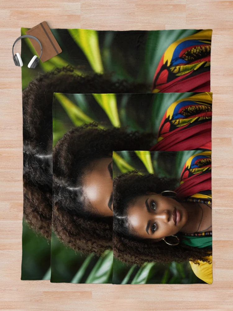 Thumbnail 5 of 6, Throw Blanket, Forest Reverie | Empowered Rasta Queen designed and sold by Rothnaric.