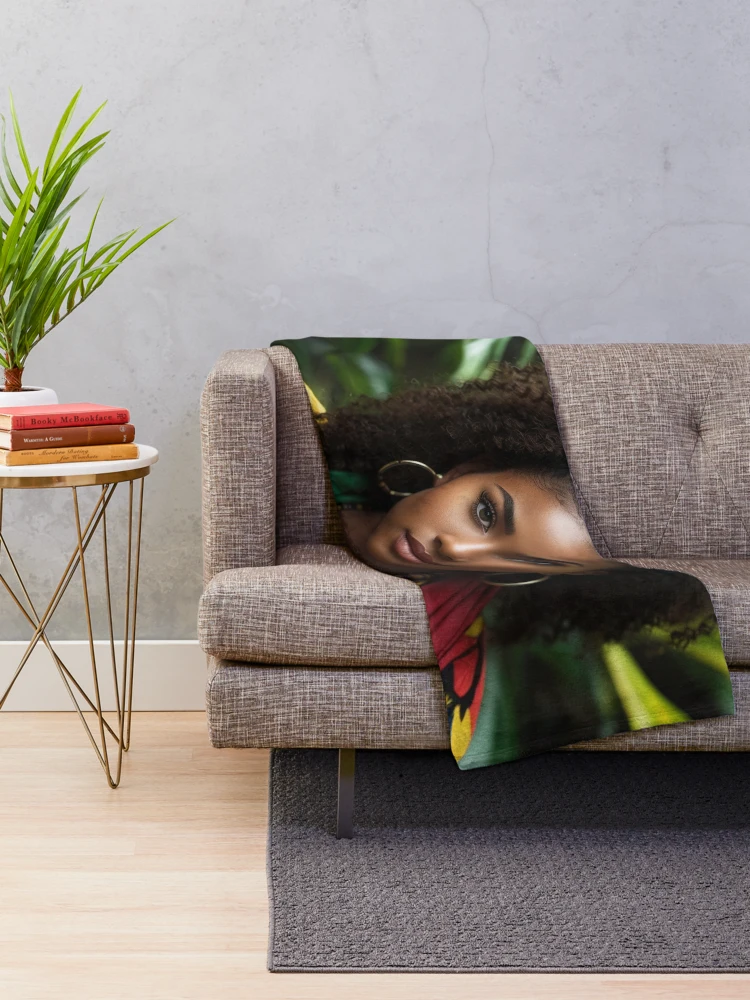 Thumbnail 2 of 6, Throw Blanket, Forest Reverie | Empowered Rasta Queen designed and sold by Rothnaric.
