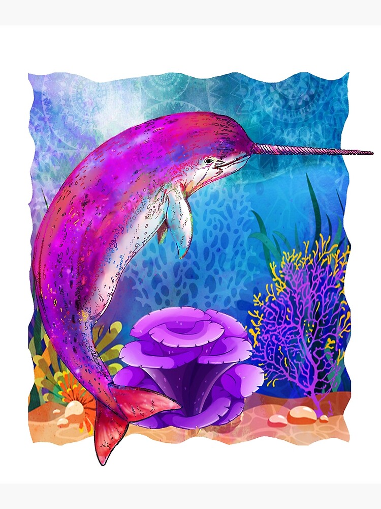 Rainbow Mermaids Narwhal Design Poster By Graphicrhythm Redbubble