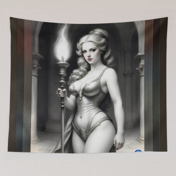 Item preview, The Torch Bearer Of The Night Enchanting AI Concept Art Portrait by Xzendor7 designed and sold by Xzendor7 Digital Art Creations.