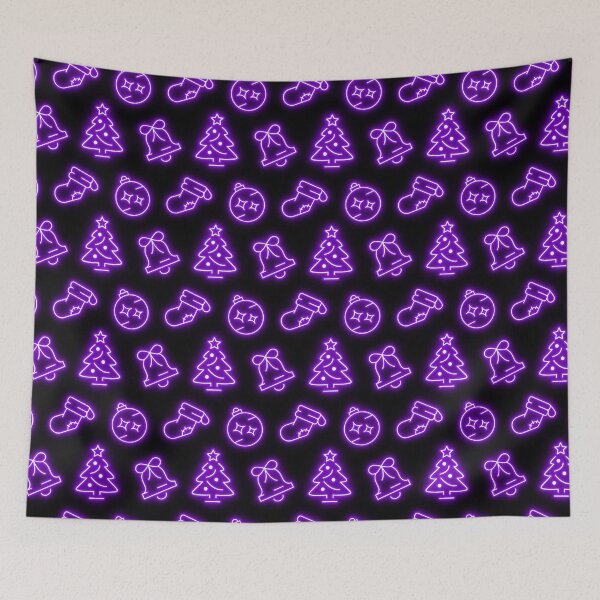 Item preview, Neon Purple Christmas on Black designed and sold by Pixels2Patterns.