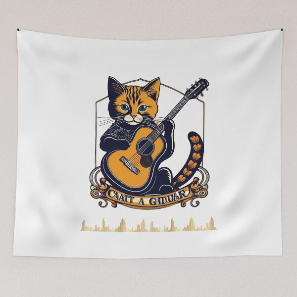 Item preview, Feline chords: The musical art of a cat with a guitar designed and sold by Artedig.