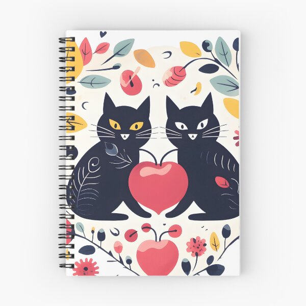 Aperçu de l'œuvre Coeur Floral Noir Mignon Chat Idiot Couples Saint Valentin créée et vendue par omerfdln34.