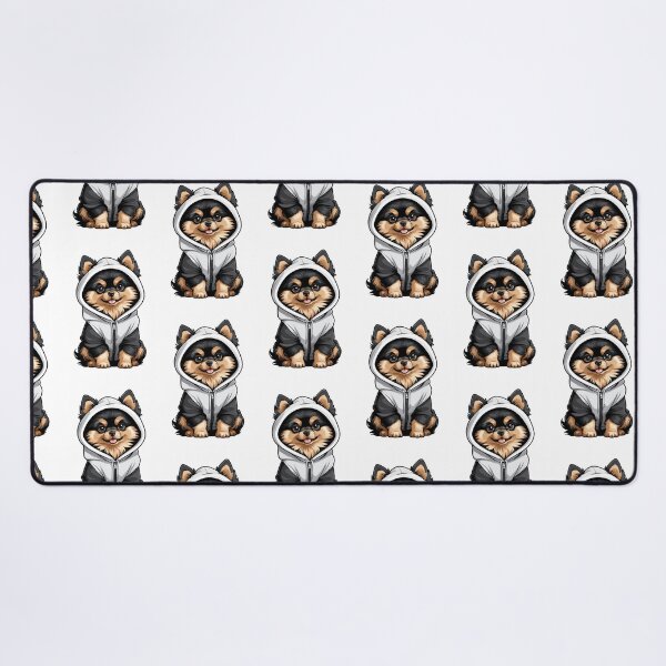 Item preview, Black and Tan Pomeranian in Grey Hoodie designed and sold by PaddyPaws.