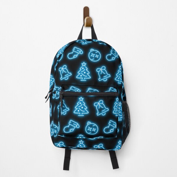 Item preview, Neon Blue Christmas on Black designed and sold by Pixels2Patterns.