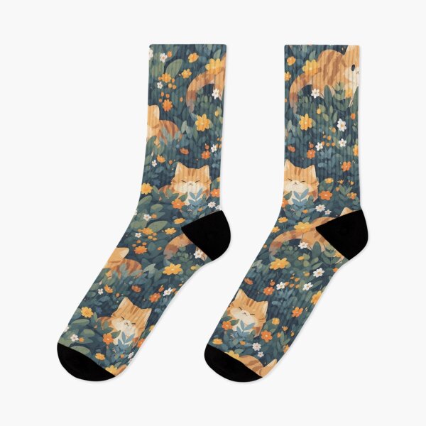 Item preview, Fluffy Orange Taby Cats Frolicking in Green Grass - Adorable Kitty Art on Redbubble designed and sold by sweet1342.