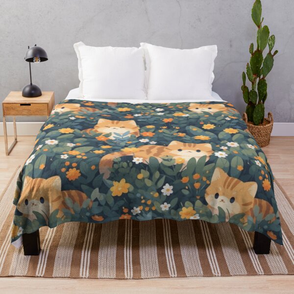 Item preview, Fluffy Orange Taby Cats Frolicking in Green Grass - Adorable Kitty Art on Redbubble designed and sold by sweet1342.