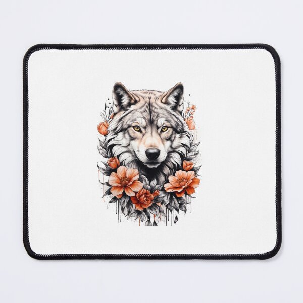 Item preview, Wolf orange floral tatto designed and sold by Mais80.