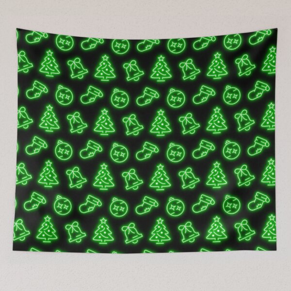 Item preview, Neon Green Christmas on Black designed and sold by Pixels2Patterns.