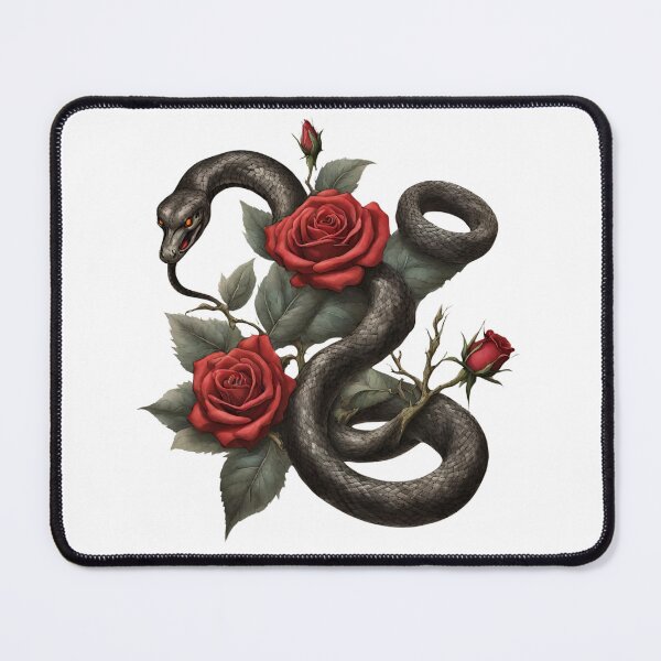 Item preview, a winding snake, a snake, roses, a snake among roses, a snake and red roses designed and sold by LYDIA0304.