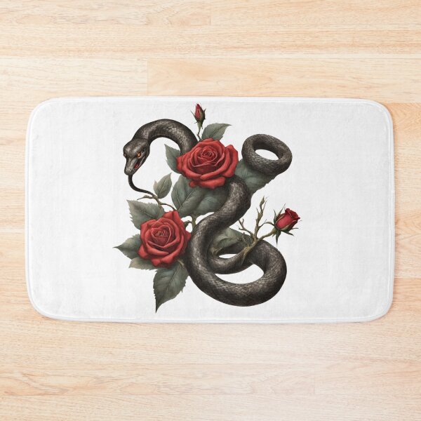 Item preview, a winding snake, a snake, roses, a snake among roses, a snake and red roses designed and sold by LYDIA0304.