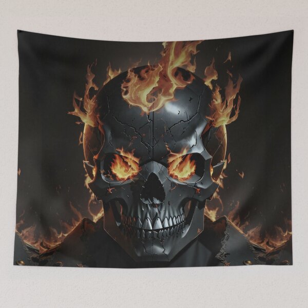 Item preview, Eternal Blaze : The Pirate Skull's Unyielding Fiery Gaze designed and sold by ArtComixHaven.